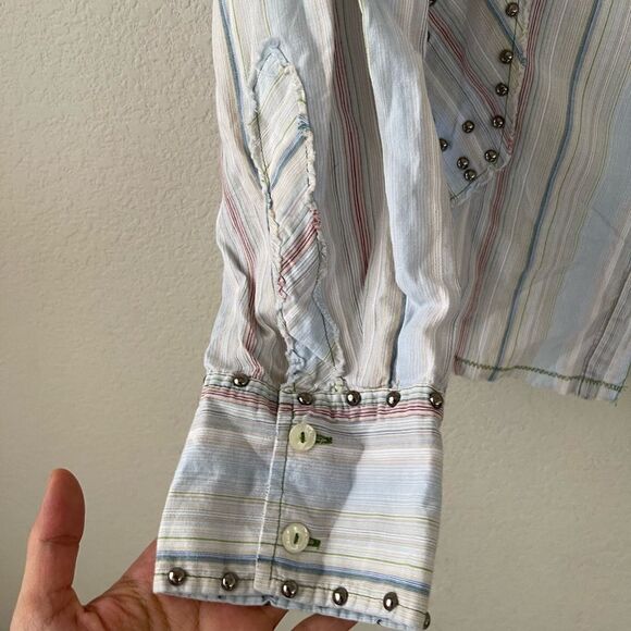 Johnny was striped studded embroidered‎ button down - Picture 2 of 12
